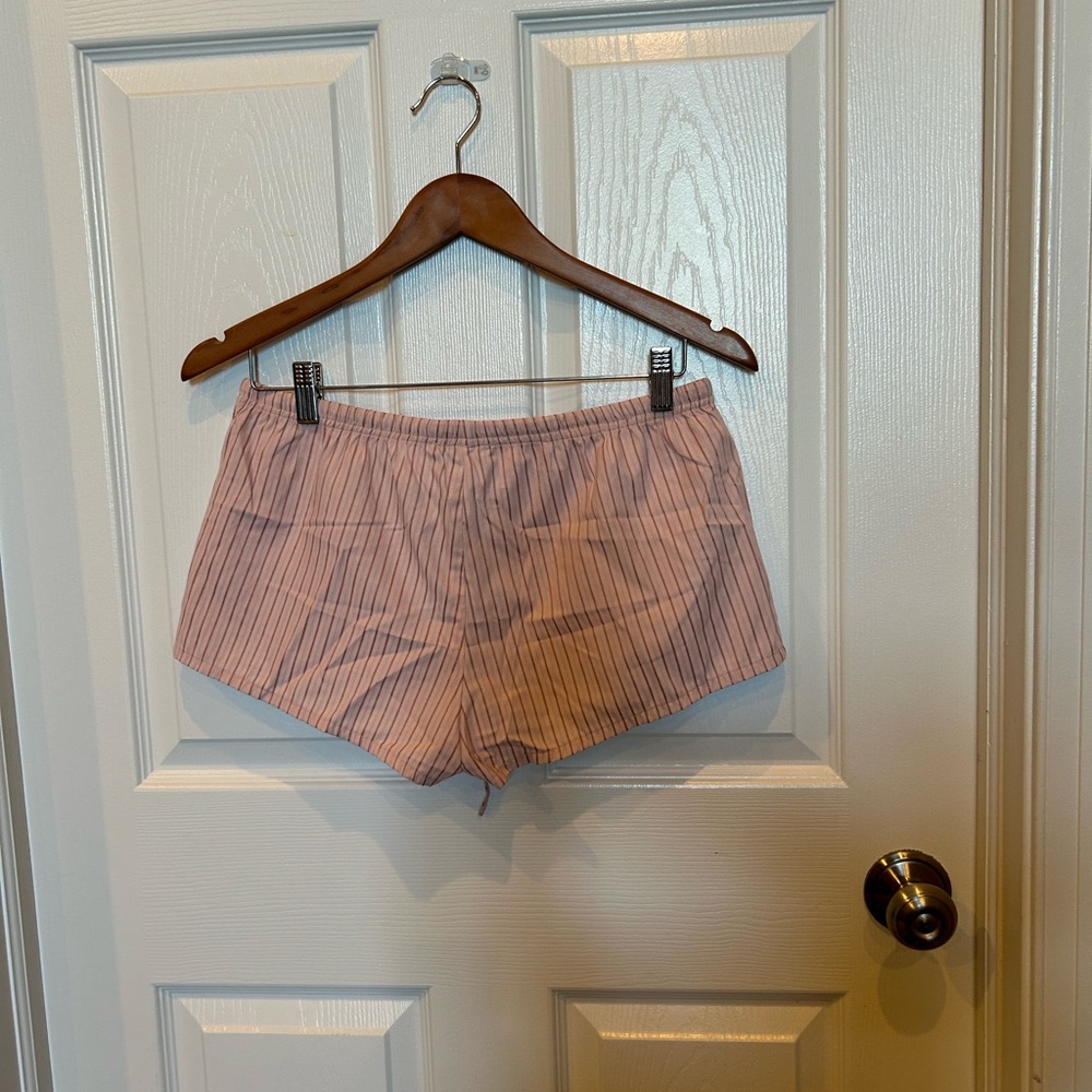 Brandy Melville Blush and Brown Striped Shorts